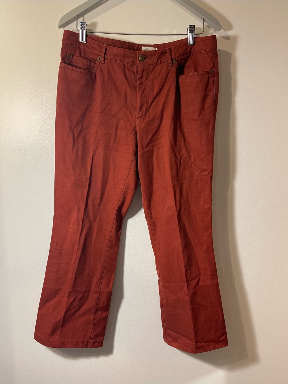 LL Bean Rust Orange Terracotta 100% Cotton Straight Pants 10